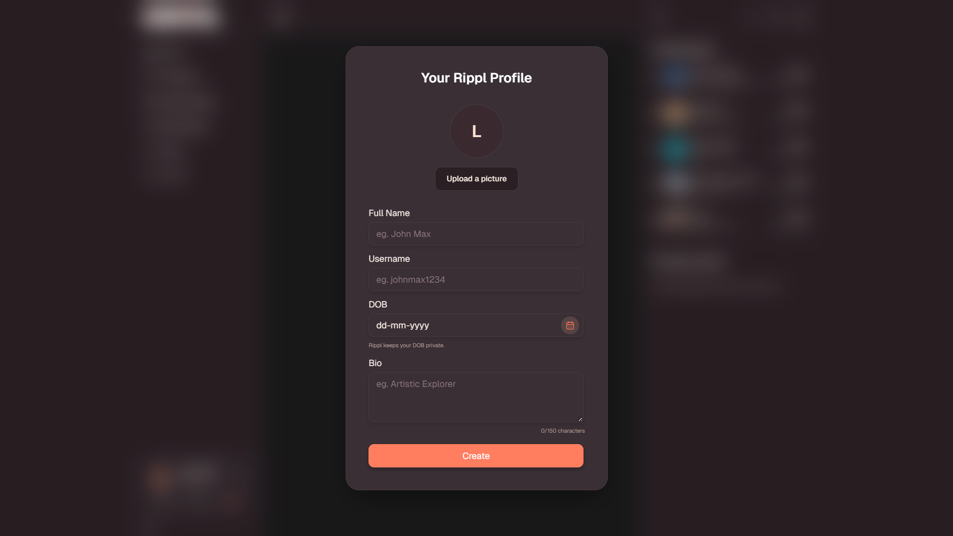 The Complete Your Profile Screen - Desktop View